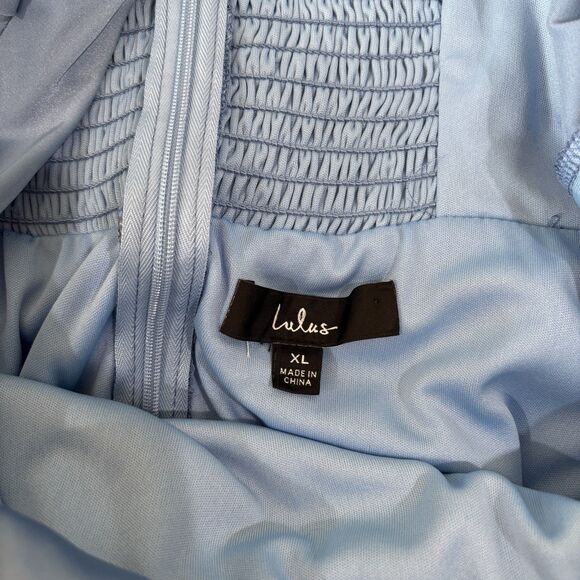 Lulus Effortless Romance Powder Blue Satin Maxi Dress XL Bridgerton Regency - Picture 5 of 10